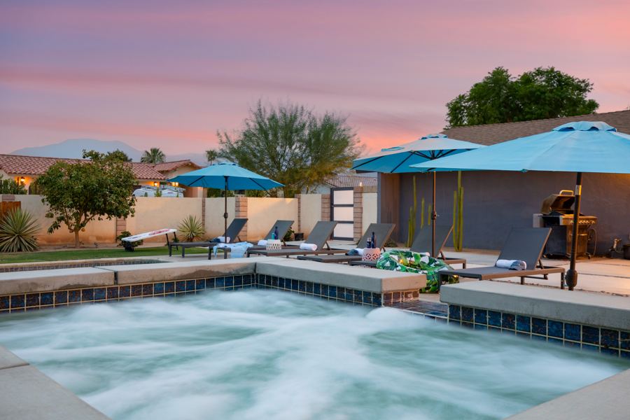 Hot tub and pool terrace